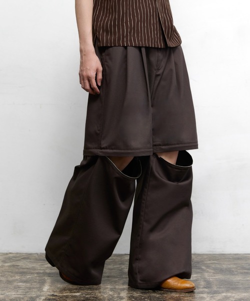 soerte(ソエルテ)の「4way Wide Straight Chino Pants / ダブルウエストワイドストレートチノパンツ【4way仕様】(チノパンツ・メンズ・チャコールグレー/ベージュ・3/2/1)」の4枚目の写真