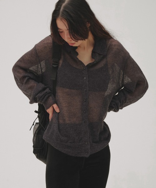 TODAYFUL（トゥデイフル）の「Soft Mohair Cardigan（ニット/セーター・レディース・インディゴブルー/キナリ/ベビーピンク・FREE）」の2枚目の写真