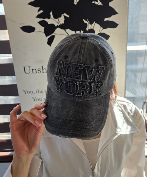 Loco Ocean（ロコオーシャン）の「NEW YORKロゴキャップ ビンテージ加工 ベースボールキャップ 野球帽（キャップ・レディース・ブラック・ONE SIZE）」の9枚目の写真