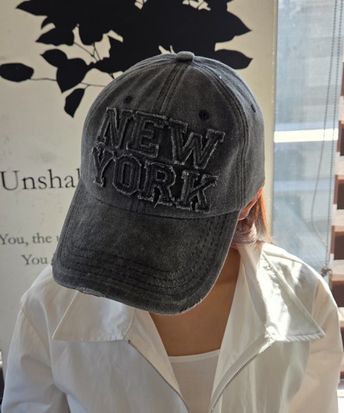Loco Ocean（ロコオーシャン）の「NEW YORKロゴキャップ ビンテージ加工 ベースボールキャップ 野球帽（キャップ・レディース・ブラック・ONE SIZE）」の8枚目の写真