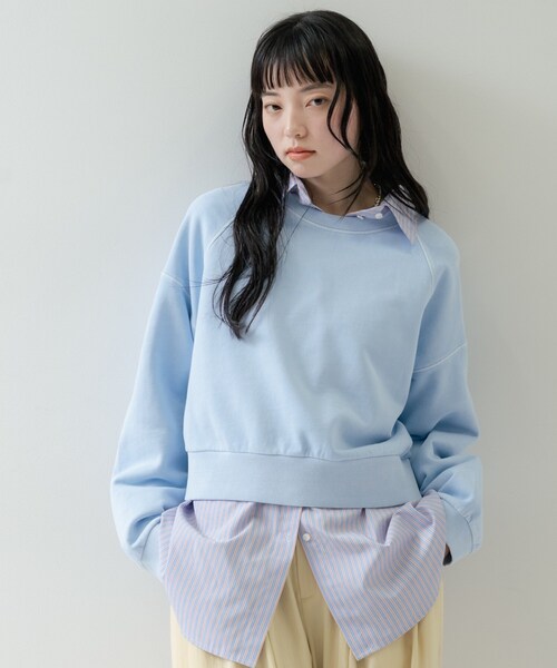 GALLEST（ギャレスト）の「ワイドスリーブカラースウェット（スウェット・レディース・ライトイエロー系/サックスブルー/ライトオレンジ系・38）」の2枚目の写真