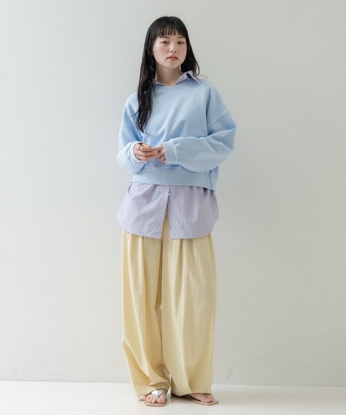 GALLEST（ギャレスト）の「ワイドスリーブカラースウェット（スウェット・レディース・ライトイエロー系/サックスブルー/ライトオレンジ系・38）」の4枚目の写真