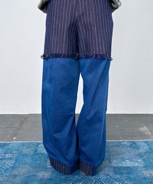 Nora Lily(ノラリリー)の「【Nora Lily】Sweat Denim Switching Pants(デニムパンツ・メンズ・インディゴブルー/ブラック・FREE)」の12枚目の写真