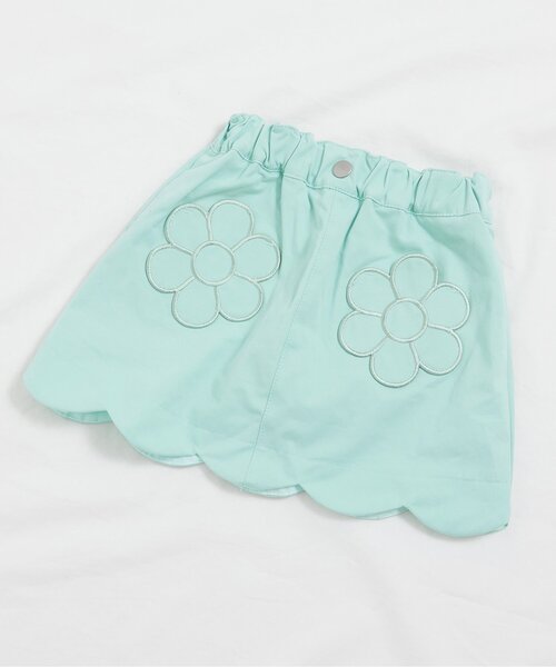 apres les cours（アプレレクール）の「フラワーポケットインパンツ付きスカート_ジュニア対応（スカート・キッズ・ミント/サックスブルー/ブラック・140/120/100/130/110/90/80）」の2枚目の写真