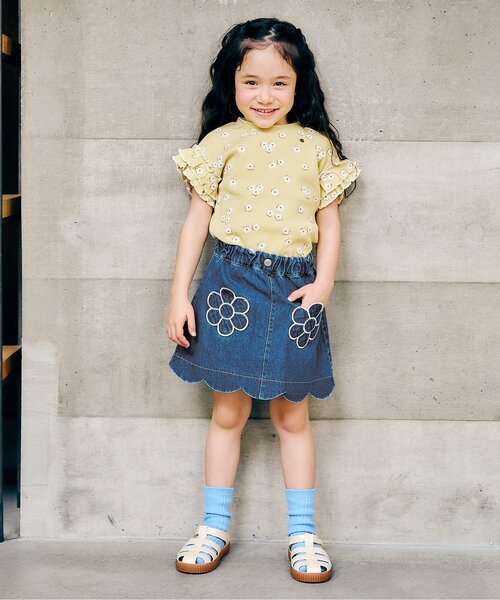 apres les cours（アプレレクール）の「フラワーポケットインパンツ付きスカート_ジュニア対応（スカート・キッズ・ミント/サックスブルー/ブラック・140/120/100/130/110/90/80）」の12枚目の写真