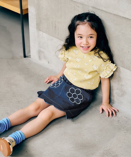 apres les cours（アプレレクール）の「フラワーポケットインパンツ付きスカート_ジュニア対応（スカート・キッズ・ミント/サックスブルー/ブラック・140/120/100/130/110/90/80）」の14枚目の写真