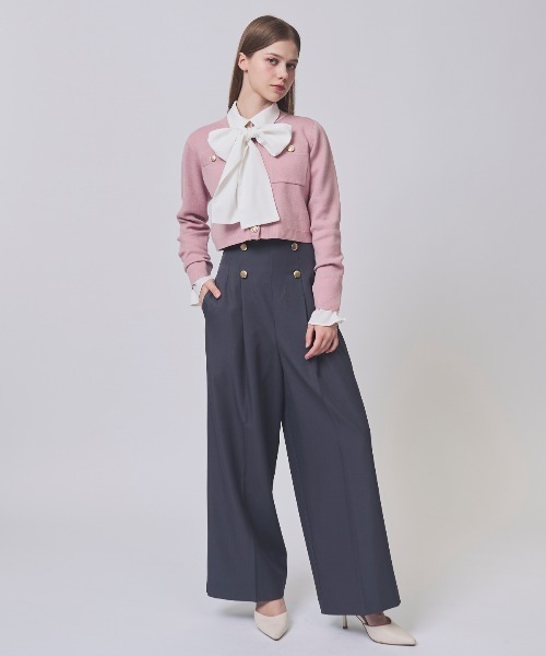 SWINGLE(スウィングル)の「金ボタンクルーネックカーディガン(カーディガン/ボレロ・レディース・イエロー/ピンク/ブラック/オフホワイト・FREE)」の13枚目の写真