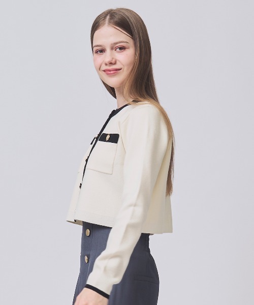 SWINGLE(スウィングル)の「金ボタンクルーネックカーディガン(カーディガン/ボレロ・レディース・イエロー/ピンク/ブラック/オフホワイト・FREE)」の5枚目の写真