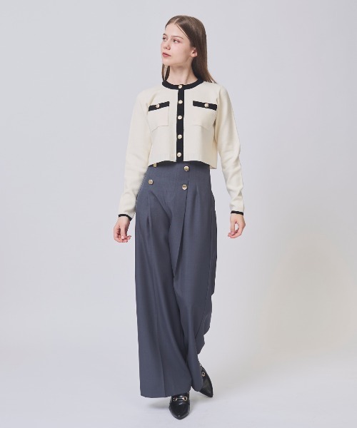 SWINGLE(スウィングル)の「金ボタンクルーネックカーディガン(カーディガン/ボレロ・レディース・イエロー/ピンク/ブラック/オフホワイト・FREE)」の6枚目の写真