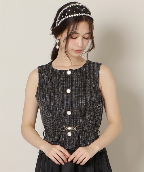 WILLSELECTION（ウィルセレクション）の「ツイードドッキングジレワンピース（ワンピース・レディース・ブルー/オフホワイト/ブラック・FREE）」の14枚目の写真