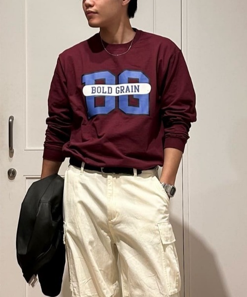 BACK NUMBER（バックナンバー）の「【BACK NUMBER】グラフィックロゴ ロングスリーブTシャツ (ドロップショルダー / コットン / カラー別デザイン)（Tシャツ/カットソー・メンズ・ホワイト/ネイビー/ワイン・S/M/L/XL）」の22枚目の写真