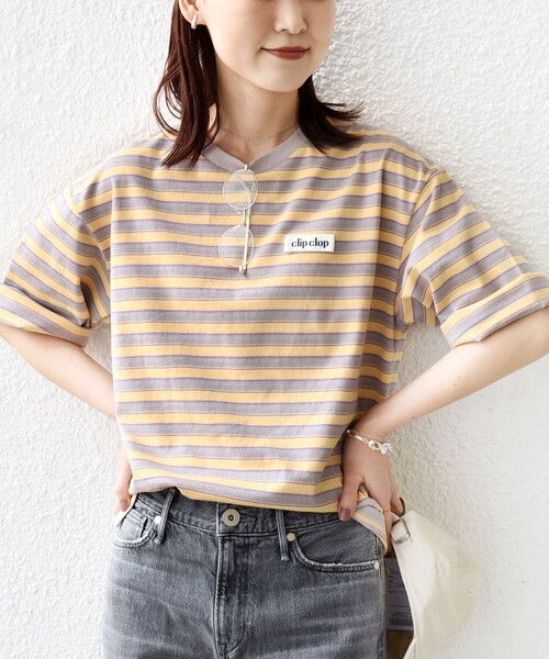 SHIPS(シップス)の「【WEB限定】マルチ ボーダー 5分袖 TEE(Tシャツ/カットソー・レディース・ブラウン/ライトグレー/ネイビー・ONE SIZE)」の8枚目の写真
