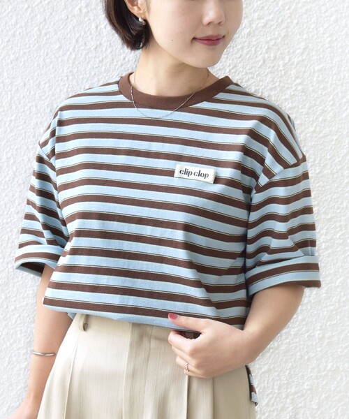 SHIPS(シップス)の「【WEB限定】マルチ ボーダー 5分袖 TEE(Tシャツ/カットソー・レディース・ブラウン/ライトグレー/ネイビー・ONE SIZE)」の17枚目の写真