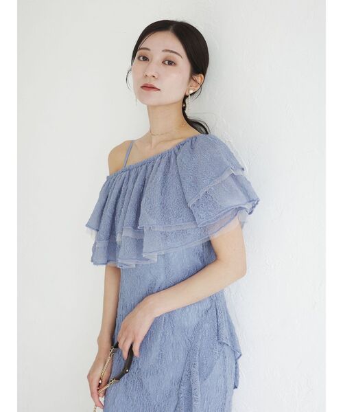LAGUNAMOON（ラグナムーン）の「LADYレースフリルデザインボレロキャミワンピース 【オケージョンドレス】（ドレス・レディース・ブラック/ブルー・MEDIUM/SMALL）」の3枚目の写真