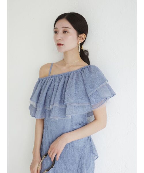 LAGUNAMOON（ラグナムーン）の「LADYレースフリルデザインボレロキャミワンピース 【オケージョンドレス】（ドレス・レディース・ブラック/ブルー・MEDIUM/SMALL）」の9枚目の写真