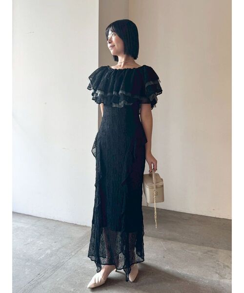LAGUNAMOON（ラグナムーン）の「LADYレースフリルデザインボレロキャミワンピース 【オケージョンドレス】（ドレス・レディース・ブラック/ブルー・MEDIUM/SMALL）」の12枚目の写真
