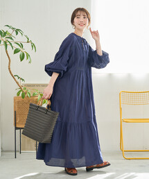 限定展開 インド レース 切り替え スキッパー ワンピース
