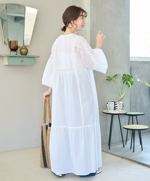 FREAK'S STORE(フリークスストア)の「限定展開 インド レース 切り替え スキッパー ワンピース(ワンピース・レディース・イエロー/オフホワイト/ネイビー/ブラック・SMALL/MEDIUM)」の12枚目の写真