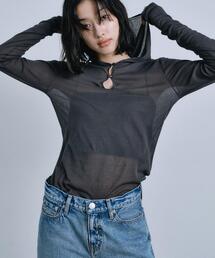 CODE A（コードエー）の「【Re】sheer hoodie tee（Tシャツ/カットソー）」