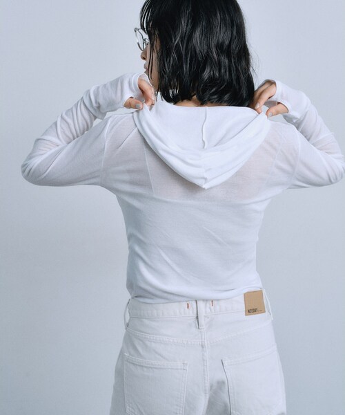 CODE A（コードエー）の「【Re】sheer hoodie tee（Tシャツ/カットソー・レディース・チャコールグレー/ホワイト・00）」の3枚目の写真