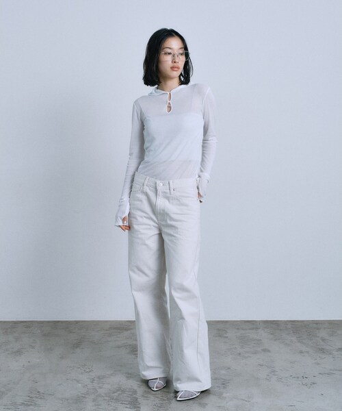 CODE A（コードエー）の「【Re】sheer hoodie tee（Tシャツ/カットソー・レディース・チャコールグレー/ホワイト・00）」の4枚目の写真