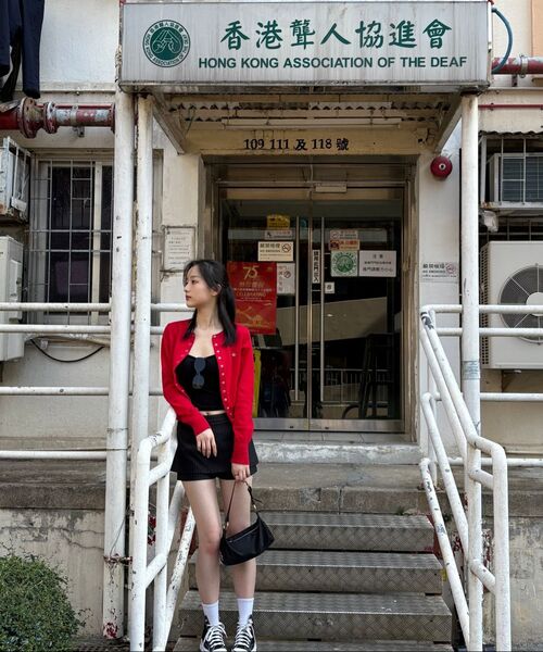 ROSEFRANTZ（ロゼフランツ）の「Eyelet Round Cardigan [Rose Red]（カーディガン/ボレロ・レディース・レッド・FREE）」の3枚目の写真