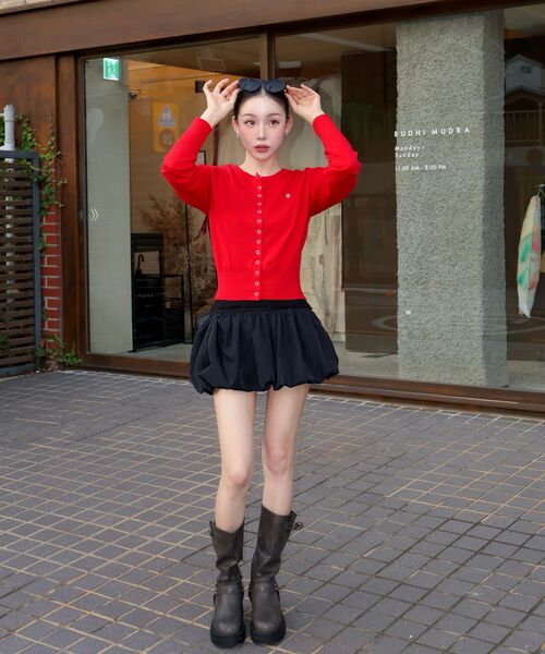 ROSEFRANTZ（ロゼフランツ）の「Eyelet Round Cardigan [Rose Red]（カーディガン/ボレロ・レディース・レッド・FREE）」の4枚目の写真