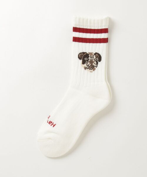 ROSTER SOX（ロスターソックス）の「ROSTER SOX/ロスターソックス  DOG SOCKS（ソックス/靴下・メンズ・ホワイト/オレンジ・2/1）」の2枚目の写真