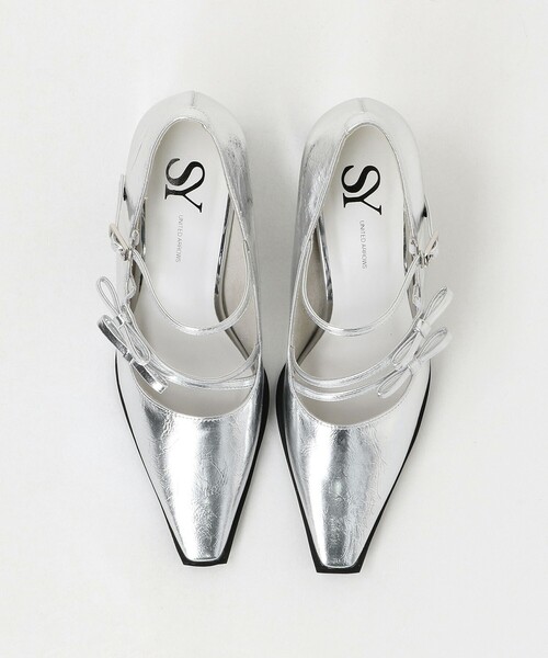 SY UNITED ARROWS(シーユナイテッドアローズ)の「<SY>ダブルリボン スクエア パンプス60↑(パンプス・レディース・シルバー/ブラック・23cm/22cm/24.5cm/22.5cm/24cm/23.5cm/25cm)」の4枚目の写真