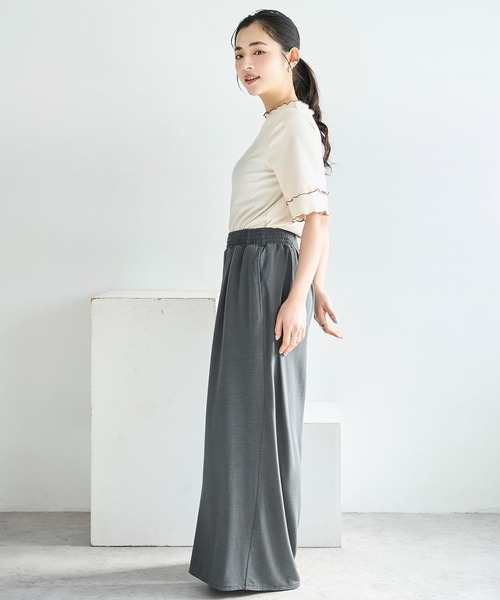 mil(ミル)の「【人気・再販】 前後2way 配色メロウ半袖 トップス / リブTシャツ 五分袖 【587095】(Tシャツ/カットソー・レディース・ブラウン/ブラック/アイボリー・ONE SIZE)」の6枚目の写真