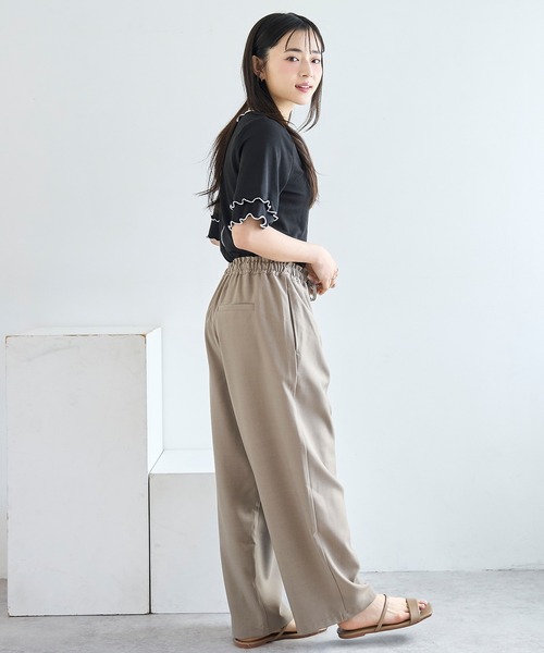 mil(ミル)の「【人気・再販】 前後2way 配色メロウ半袖 トップス / リブTシャツ 五分袖 【587095】(Tシャツ/カットソー・レディース・ブラウン/ブラック/アイボリー・ONE SIZE)」の15枚目の写真