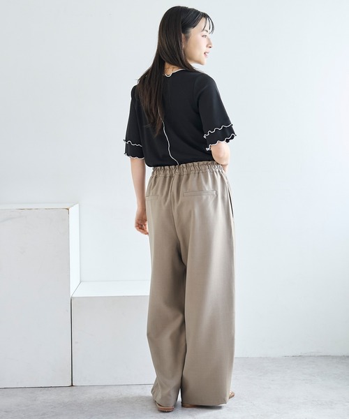 mil(ミル)の「【人気・再販】 前後2way 配色メロウ半袖 トップス / リブTシャツ 五分袖 【587095】(Tシャツ/カットソー・レディース・ブラウン/ブラック/アイボリー・ONE SIZE)」の16枚目の写真