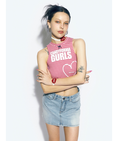 YORK TRIM DENIM SKIRT BLUE