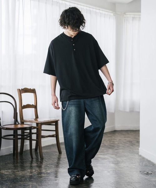 Rocky Monroe(ロッキーモンロー)の「AIR TEC+ 接触冷感・遮熱・UVカット 多機能ヘンリーネック半袖Tシャツ(Tシャツ/カットソー・メンズ・ブラック/グレイッシュベージュ/ブルー/チャコール/ネイビー/ピンク/ホワイト・M/L/XL)」の19枚目の写真