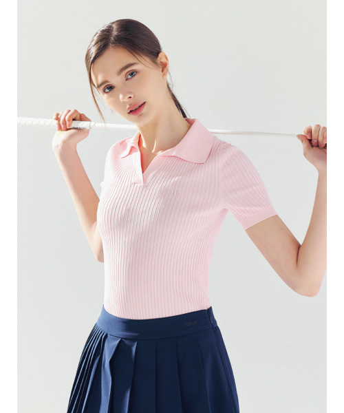 LORDLOAR(ロードロアル)の「スリムリブカラーニット ピンク(ニット/セーター・レディース・その他・SMALL/MEDIUM/LARGE)」の1枚目の写真