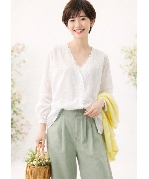 LAUTRE COTE（ロウトレコウト）の「レースカーディシャツ（シャツ/ブラウス・レディース・ホワイト・LARGE/MEDIUM/SMALL/X-LARGE）」の4枚目の写真
