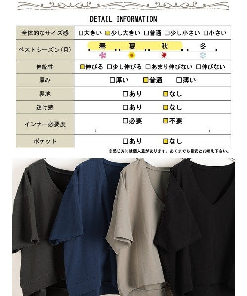 GOLDJAPAN(ゴールドジャパン)の「深Vネッククロップド丈プルオーバー【大きいサイズ対応】(Tシャツ/カットソー・レディース・ブラック/チャコールグレー/グレー/ネイビー・4L~5L/LL~3L)」の22枚目の写真
