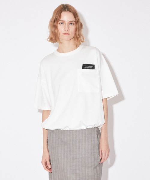 beautiful people(ビューティフルピープル)の「suvin compact jerseybig QOL tag T(Tシャツ/カットソー・レディース・オフホワイト/ブラック・38/40/34/42/36)」の3枚目の写真