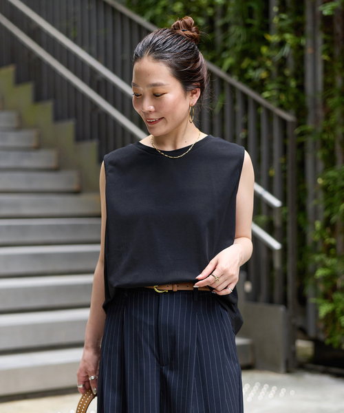 B.C STOCK(ベーセーストック)の「《追加4》ウォッシャブル / 接触冷感 / ノースリボックスTEE(Tシャツ/カットソー・レディース・ブラック/レッド/ウッド/ホワイト/ブルー・FREE)」の9枚目の写真