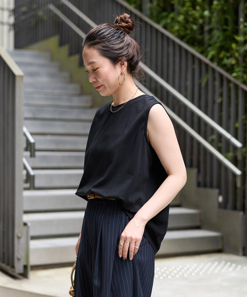 B.C STOCK(ベーセーストック)の「《追加4》ウォッシャブル / 接触冷感 / ノースリボックスTEE(Tシャツ/カットソー・レディース・ブラック/レッド/ウッド/ホワイト/ブルー・FREE)」の10枚目の写真