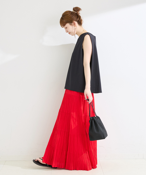 B.C STOCK(ベーセーストック)の「《追加4》ウォッシャブル / 接触冷感 / ノースリボックスTEE(Tシャツ/カットソー・レディース・ブラック/レッド/ウッド/ホワイト/ブルー・FREE)」の13枚目の写真