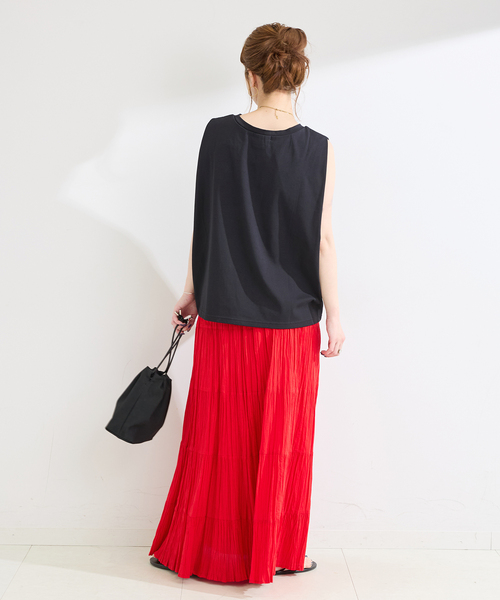 B.C STOCK(ベーセーストック)の「《追加4》ウォッシャブル / 接触冷感 / ノースリボックスTEE(Tシャツ/カットソー・レディース・ブラック/レッド/ウッド/ホワイト/ブルー・FREE)」の14枚目の写真