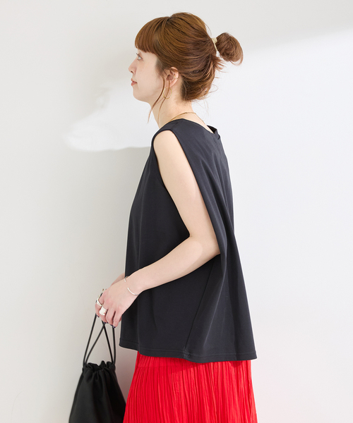 B.C STOCK(ベーセーストック)の「《追加4》ウォッシャブル / 接触冷感 / ノースリボックスTEE(Tシャツ/カットソー・レディース・ブラック/レッド/ウッド/ホワイト/ブルー・FREE)」の16枚目の写真