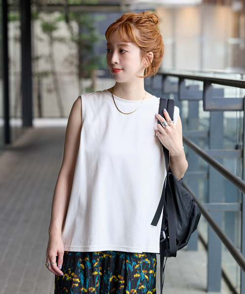 B.C STOCK(ベーセーストック)の「《追加4》ウォッシャブル / 接触冷感 / ノースリボックスTEE(Tシャツ/カットソー・レディース・ブラック/レッド/ウッド/ホワイト/ブルー・FREE)」の22枚目の写真