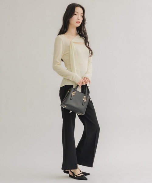NEUNA(ヌナ)の「【素材にこだわった、上質を手に。】ドレープタイトップス(Tシャツ/カットソー・レディース・アイボリー/ブラック・FREE)」の9枚目の写真