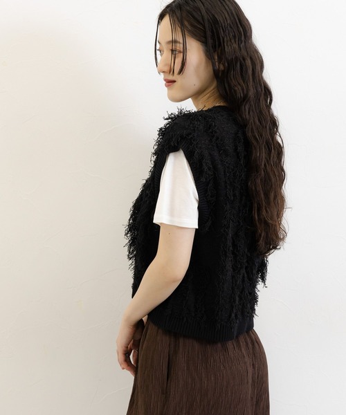 RAGEBLUE(レイジブルー)の「フリンジニットベスト(ベスト・レディース・レッド/ブラック・FREE)」の5枚目の写真