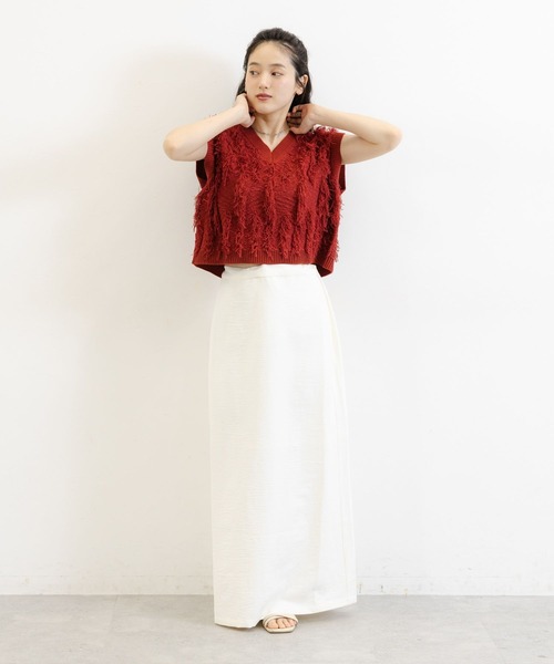 RAGEBLUE(レイジブルー)の「フリンジニットベスト(ベスト・レディース・レッド/ブラック・FREE)」の3枚目の写真