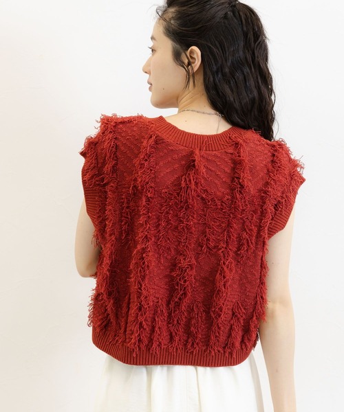 RAGEBLUE(レイジブルー)の「フリンジニットベスト(ベスト・レディース・レッド/ブラック・FREE)」の19枚目の写真