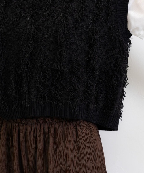 RAGEBLUE(レイジブルー)の「フリンジニットベスト(ベスト・レディース・レッド/ブラック・FREE)」の14枚目の写真