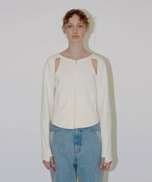 DIAGONAL（ダイアゴナル）の「STRETCHY SLIM ZIP UP (ivory)（Tシャツ/カットソー）」